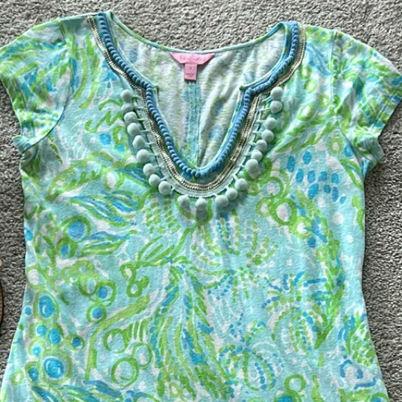 Lilly Pulitzer Harper Dress Pool Blue Any Fins Possible - Picture 3 of 7